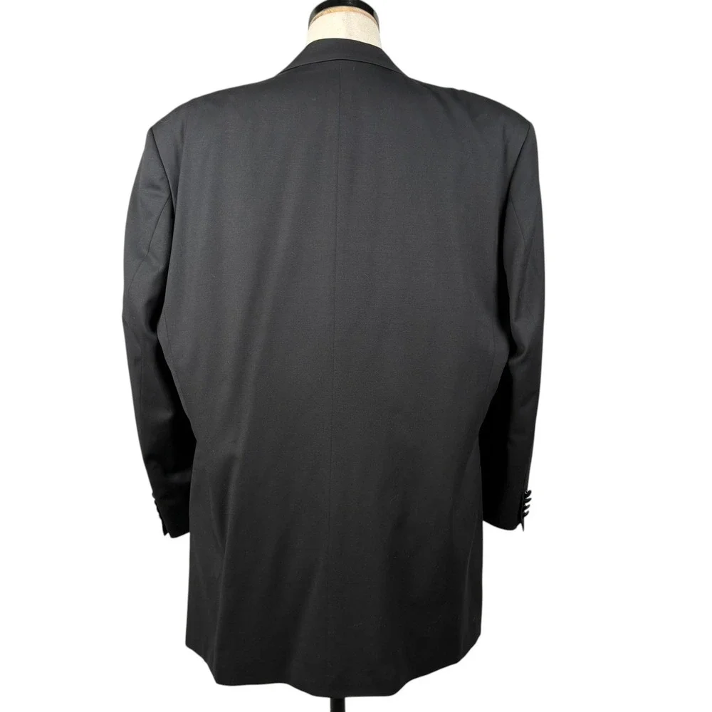 Hugo Boss 3-Piece Tuxedo Suit Mens 46L Black Wool Super 100s Formal USA